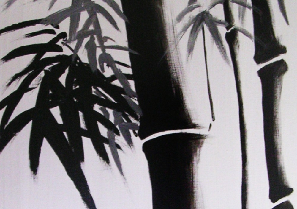 1000x702 Asian Art Paintings - Bamboo Painting Black And White