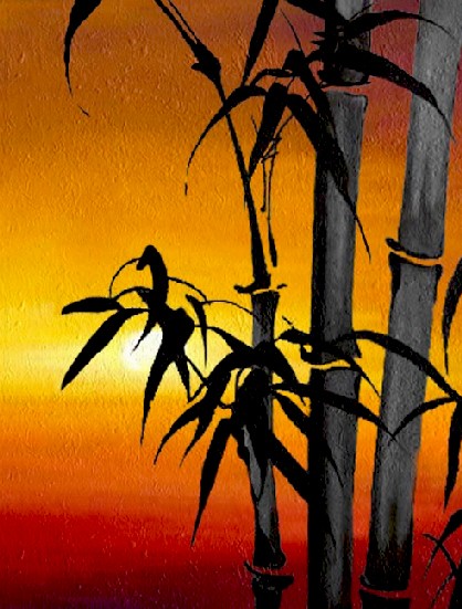 418x551 Bamboo Sunset - Bamboo Painting Images