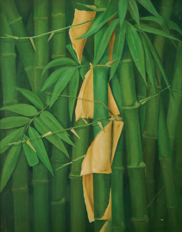 690x883 Bamboo Grove By Artist Biraj Kumar Paul Abstract, Impressionism - Bamboo Painting On Canvas