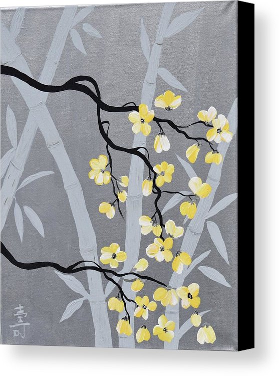 557x750 Zen Bamboo Painting Cherry Blossoms Art Bamboo Asian Art Canvas - Bamboo Painting On Canvas