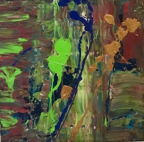 500x493 Bamboo Trees 1 Niam Jain Autism Artist Abstract Art - Bamboo Tree Painting