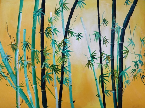 500x373 Buy Bamboo Tree Handmade Painting By Sonal Mathur. Code - Bamboo Tree Painting