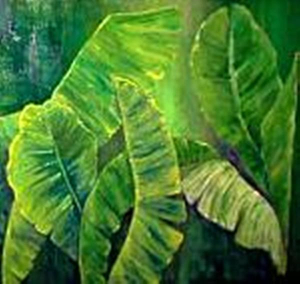 600x568 Banana Leaves Painting By Carol P Kingsley - Banana Leaf Painting