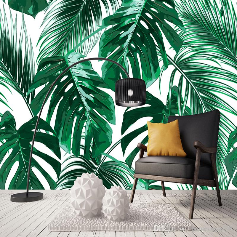 800x800 Custom Photo Wallpaper Murals 3d Modern Hand Painted Tropical - Banana Leaf Painting
