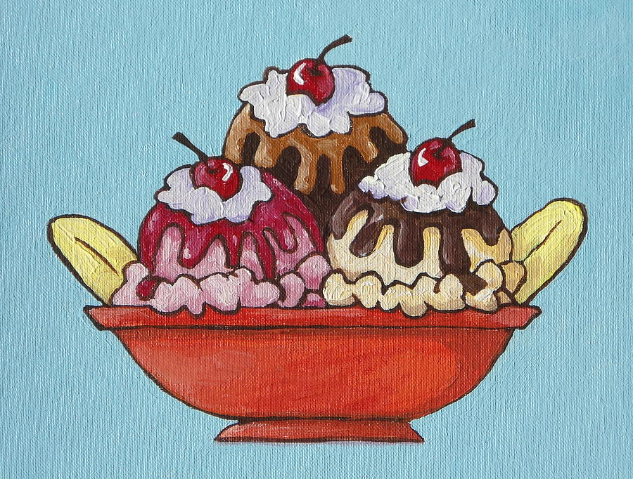 900x682 Banana Split Painting By Sandy Tracey - Banana Split Painting