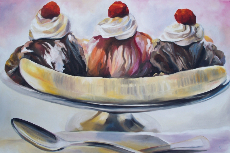 800x532 Gin Lammert Pastel Amp Oil Banana Split Another Food Group - Banana Split Painting