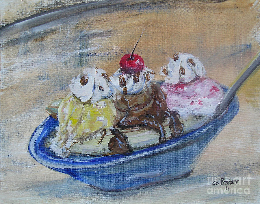 900x705 Homemade Banana Split Painting By Gerald Rader - Banana Split Painting
