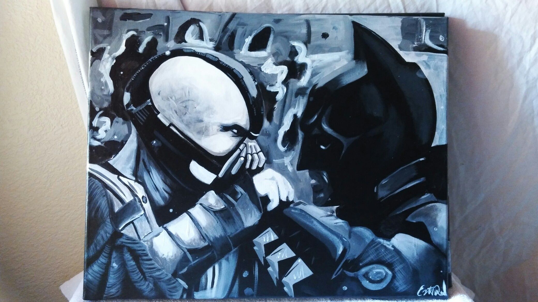 2080x1170 Batman Vs Bane Acrylic Painting Paintings Done - Bane Painting