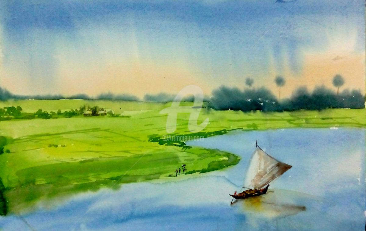 1200x758 Landscape Of Bangladesh (Adward) - Bangladesh Painting