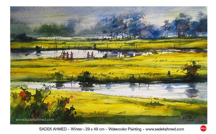 900x560 Winter Of Bangladesh Painting By Sadek Ahmed - Bangladesh Painting