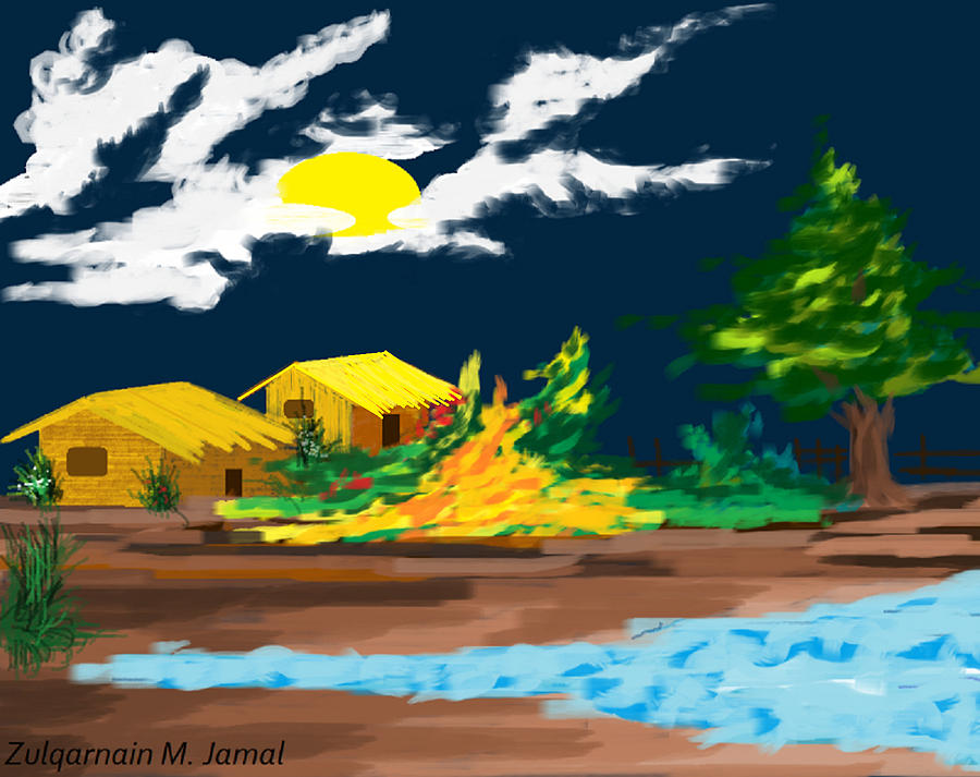 900x713 Zulqarnain Jamal - Bangladesh Village Scenery Painting