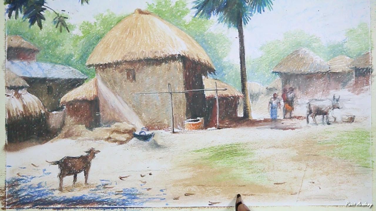 1280x720 How To Draw Amp Paint A Bangladeshi Village Landscape Step By Step - Bangladeshi Painting