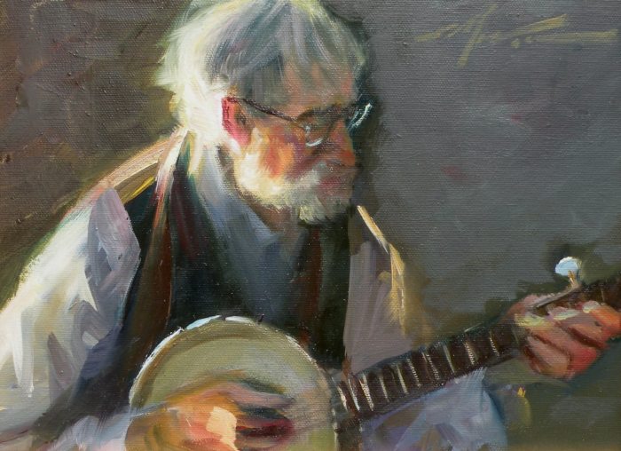 700x508 F. Michael Wood Artist Painter - Banjo Painting
