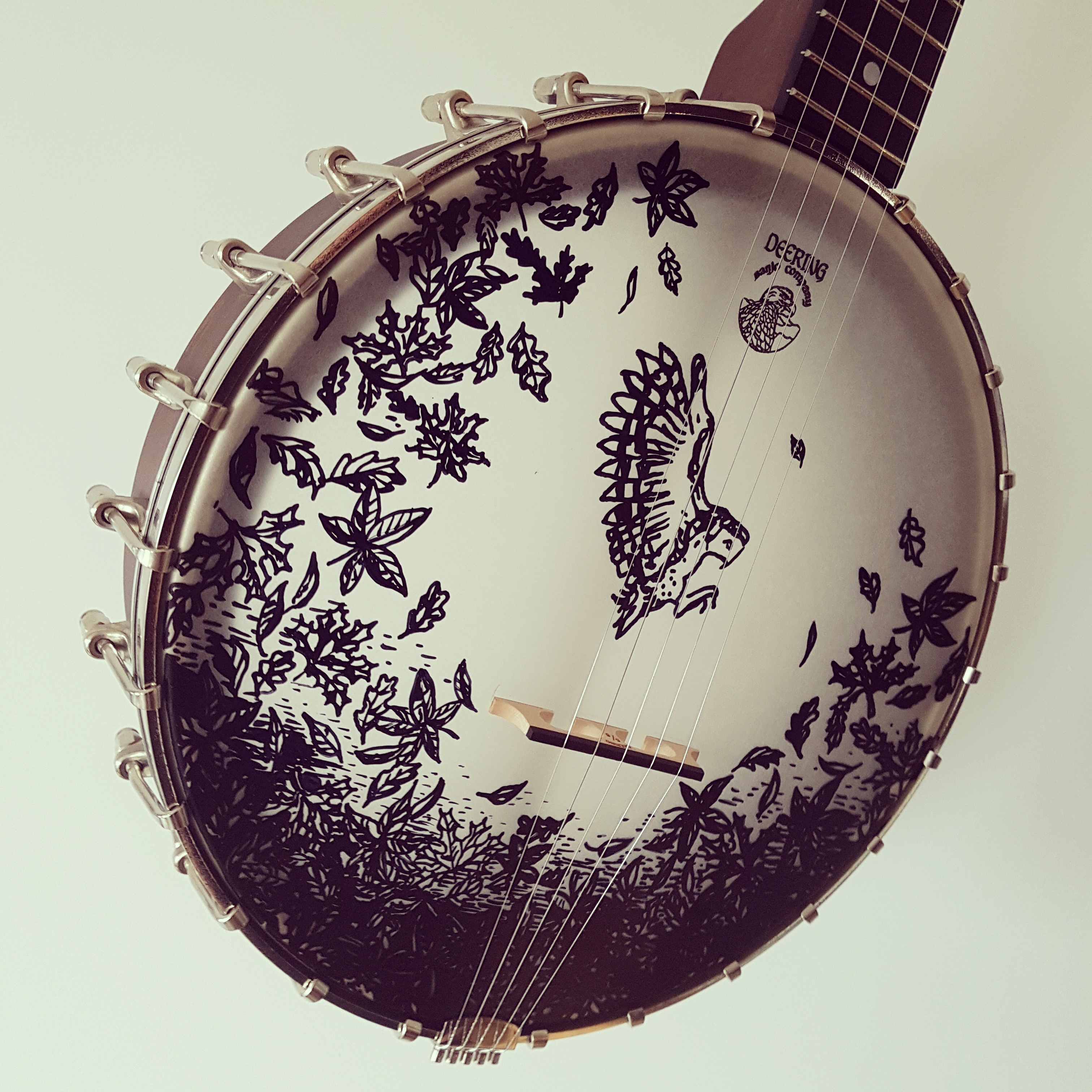 3024x3024 Ink Illustration On Banjo Head For Band Member Lilian Leahy - Banjo Painting