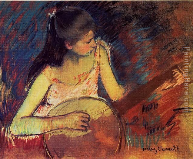 637x523 Mary Cassatt Girl With A Banjo Painting Anysize 50% Off - Banjo Painting