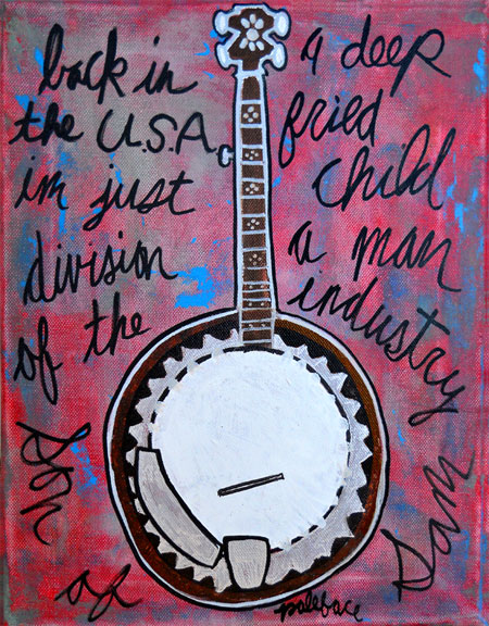 450x576 Paintings By Paleface Store Back In The Usa Banjo Painting - Banjo Painting