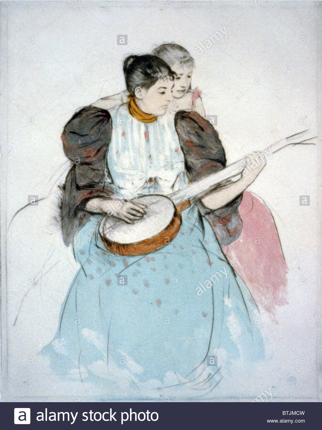 1040x1390 The Banjo Lesson, Painting By Mary Cassatt, 1894 Stock Photo - Banjo Painting