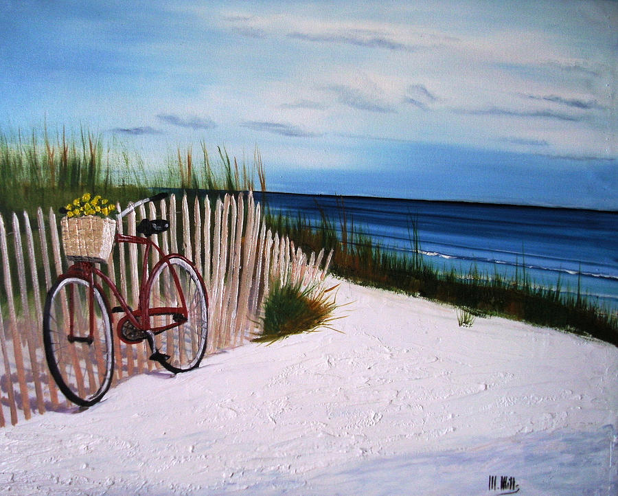 900x722 Outer Banks Beach Painting By Maria Mills - Banks Painting