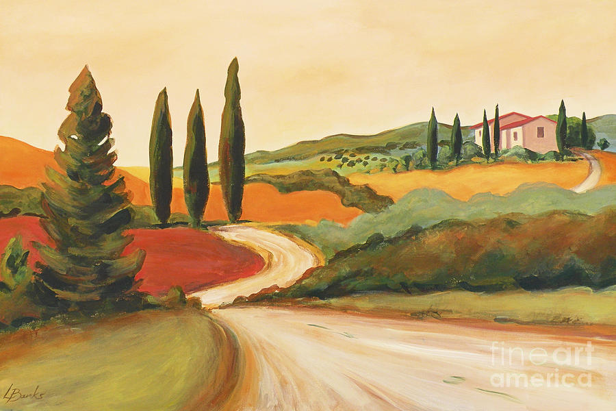 900x600 Rural Italian Landscape Ii Painting By Leigh Banks - Banks Painting