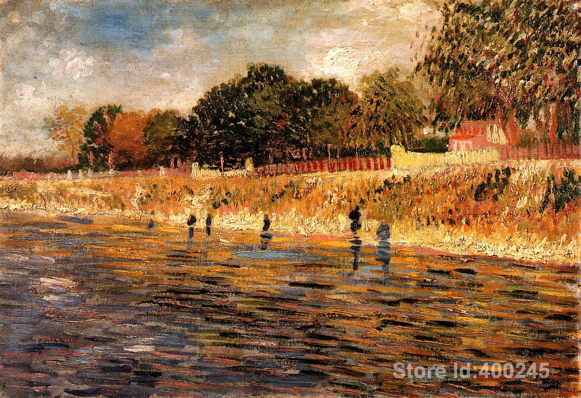 1168x800 Modern Art Oil Paintings The Banks Of The Seine Vincent Van Gogh - Banks Painting