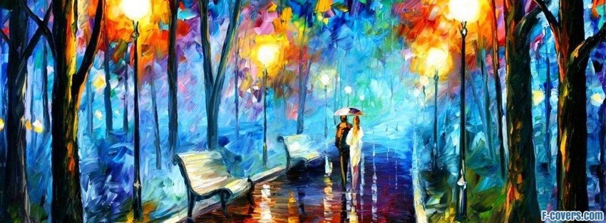 850x314 Rainy Night Painting Facebook Cover Timeline Photo Banner For Fb - Banner Painting
