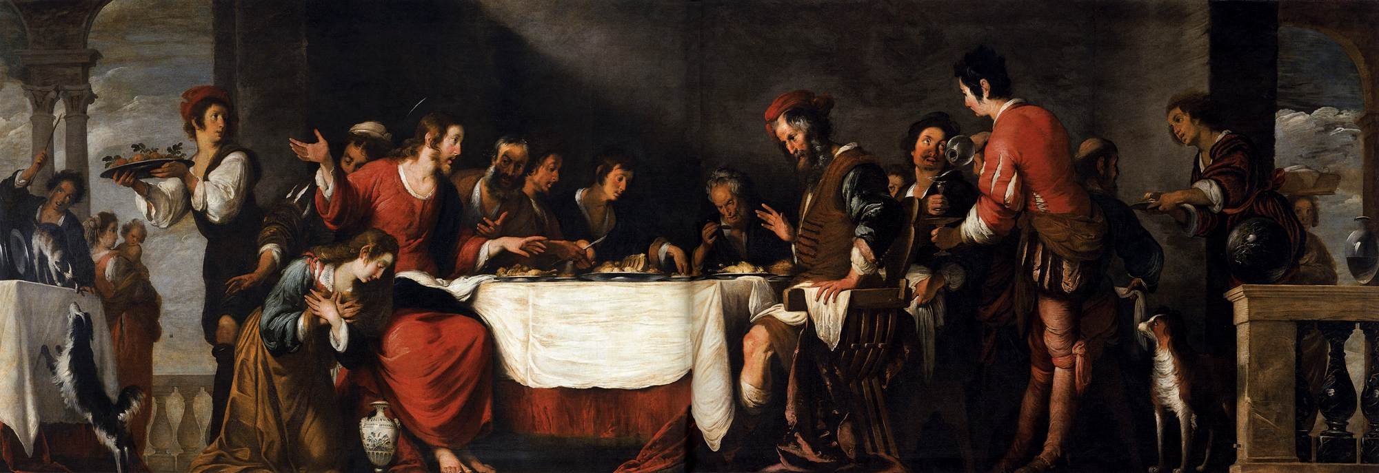 2000x687 Feast In The House Of Simon By Bernado Strozzi My Daily Art Display - Banquet Painting
