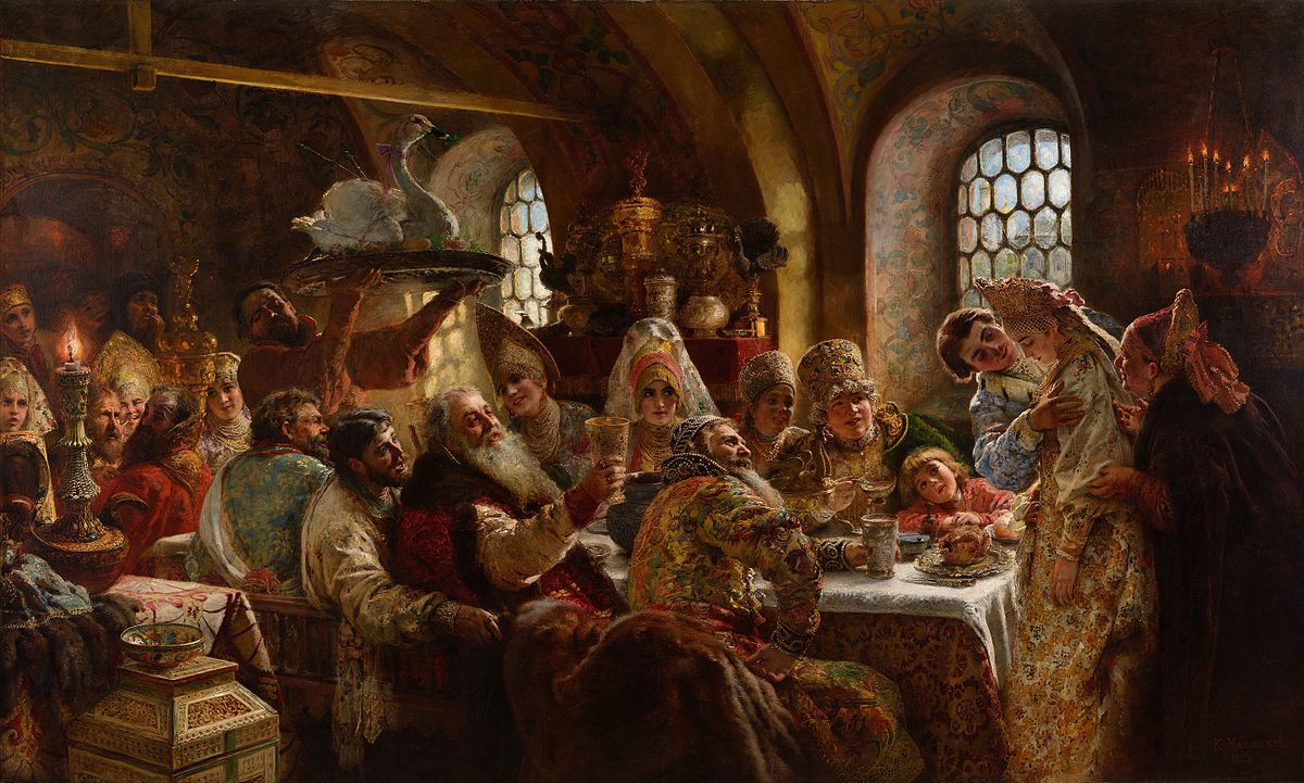 1200x721 A Boyar Wedding Feast Revolvy - Banquet Painting