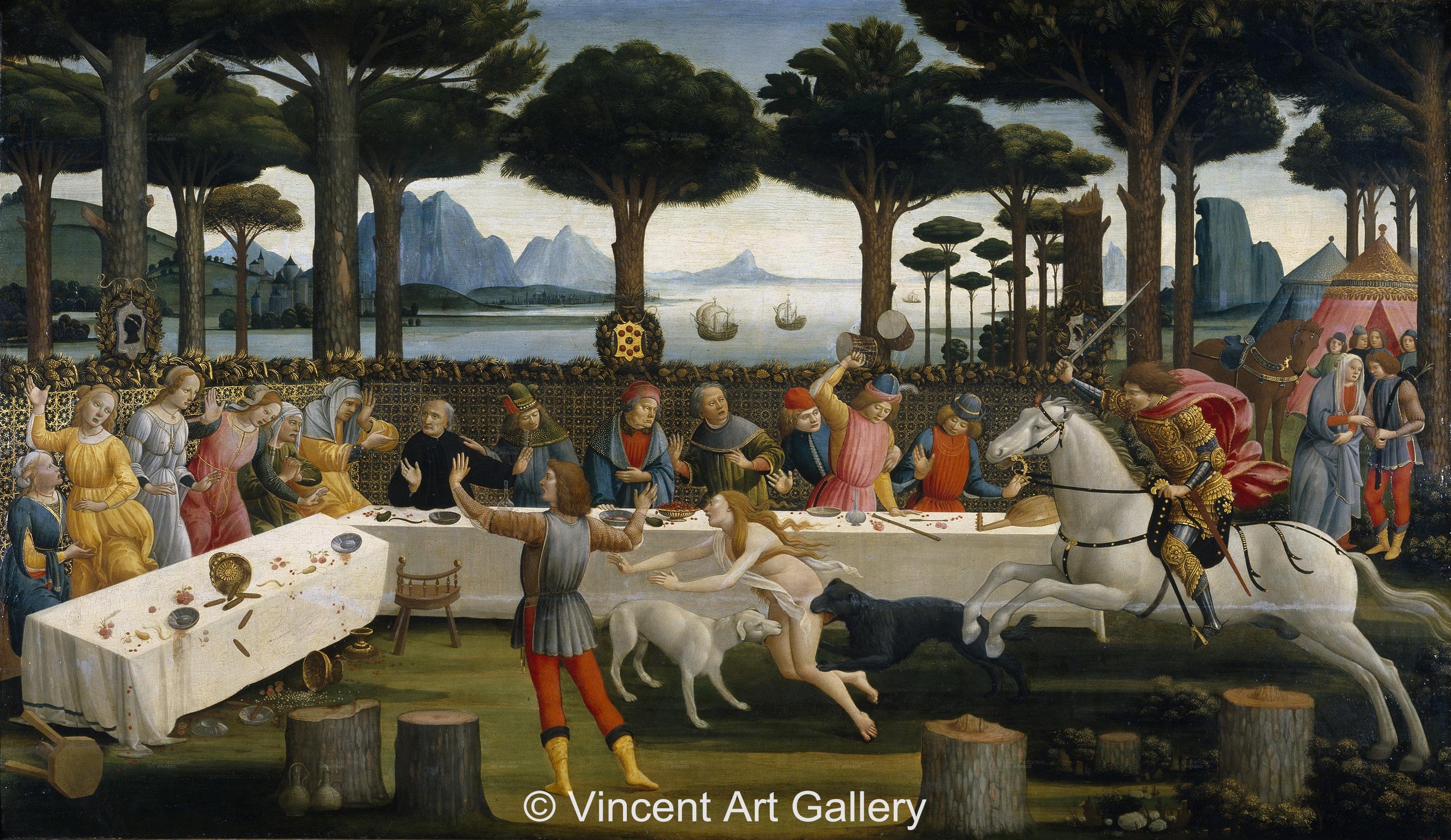 3051x1767 The Banquet In The Pine Forest By Sandro Botticelli - Banquet Painting