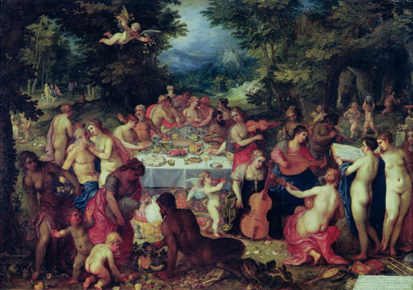 600x422 The Banquet Of The Gods Painting Hendrik Van The Elder Balen Oil - Banquet Painting