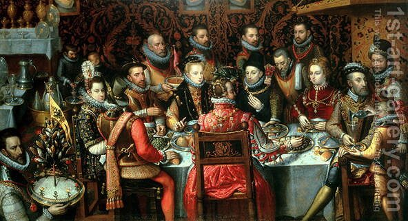 592x321 The Banquet Of The Monarchs, C.1599 Alonso Sanchez Coello - Banquet Painting