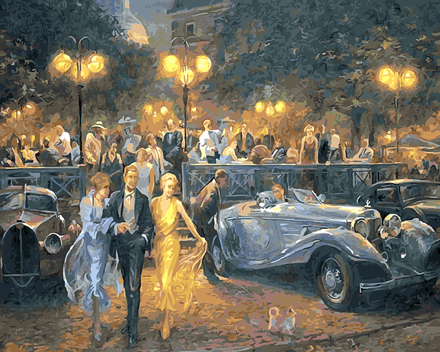 640x512 Party Open Air Banquet Oil Painting Picture By Numbers Digital - Banquet Painting