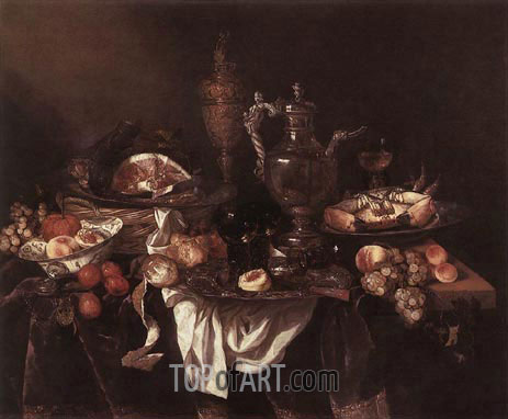463x382 Banquet Still Life Abraham Beyeren Painting Reproduction 132 - Banquet Painting