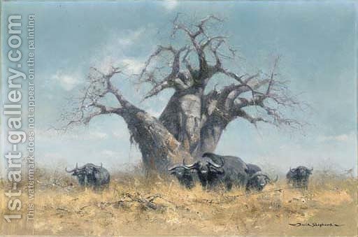 512x339 Buffalo And The Baobab Tree Thomas Hosmer Shepherd Reproduction - Baobab Tree Painting