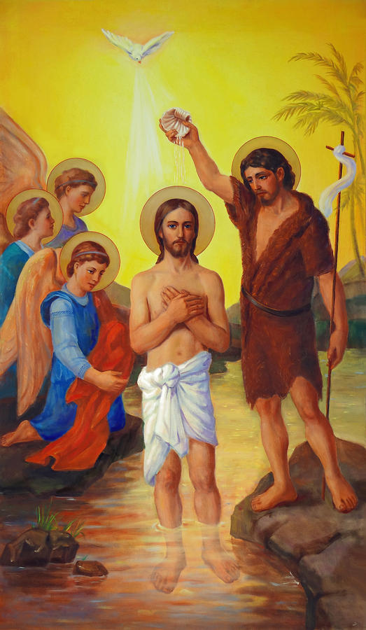 523x900 The Baptism Of Jesus Christ Painting By Svitozar Nenyuk - Baptism Of Christ Painting