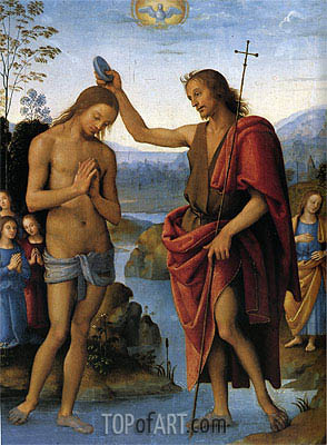 294x400 Baptism Of Christ Perugino Painting Reproduction 8579 Topofart - Baptism Of Christ Painting