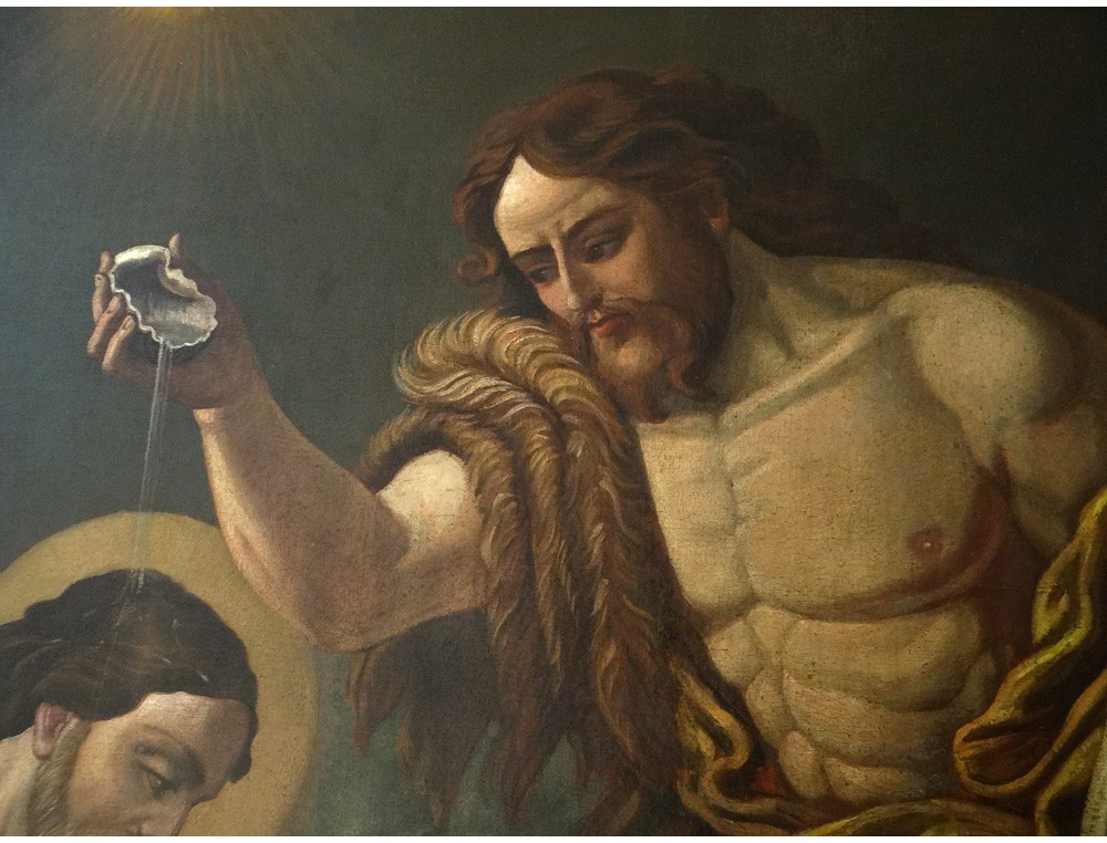 1000x762 Great Hst Table Baptism Jesus Christ John The Baptist Jordan Xviii - Baptism Of Jesus Christ Painting