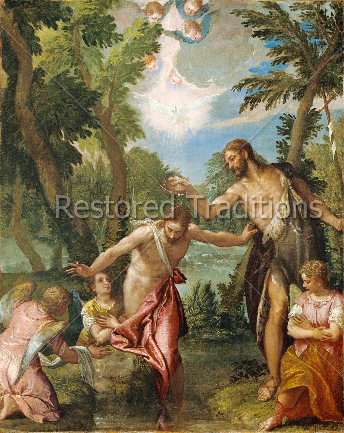 1200x1513 High Res Image Baptism Of Jesus In Jordan River (Artist Veronese) - Baptism Of Jesus Christ Painting