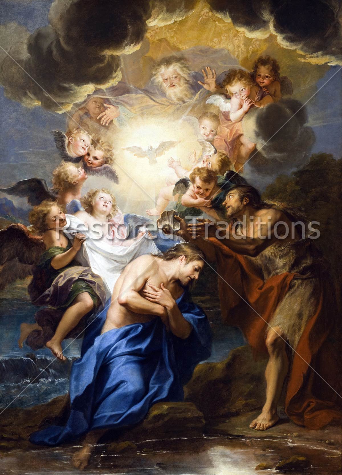 1200x1666 Image File Jesus Christ's Baptism In Jordan River, Artist C. Coypel - Baptism Of Jesus Christ Painting