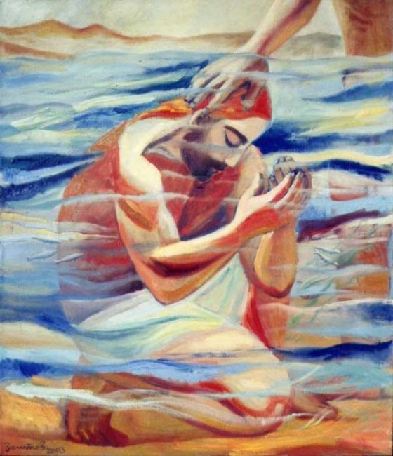 560x650 Baptism Of Christ (Zagitov Vladimir) - Baptism Of Jesus Christ Painting
