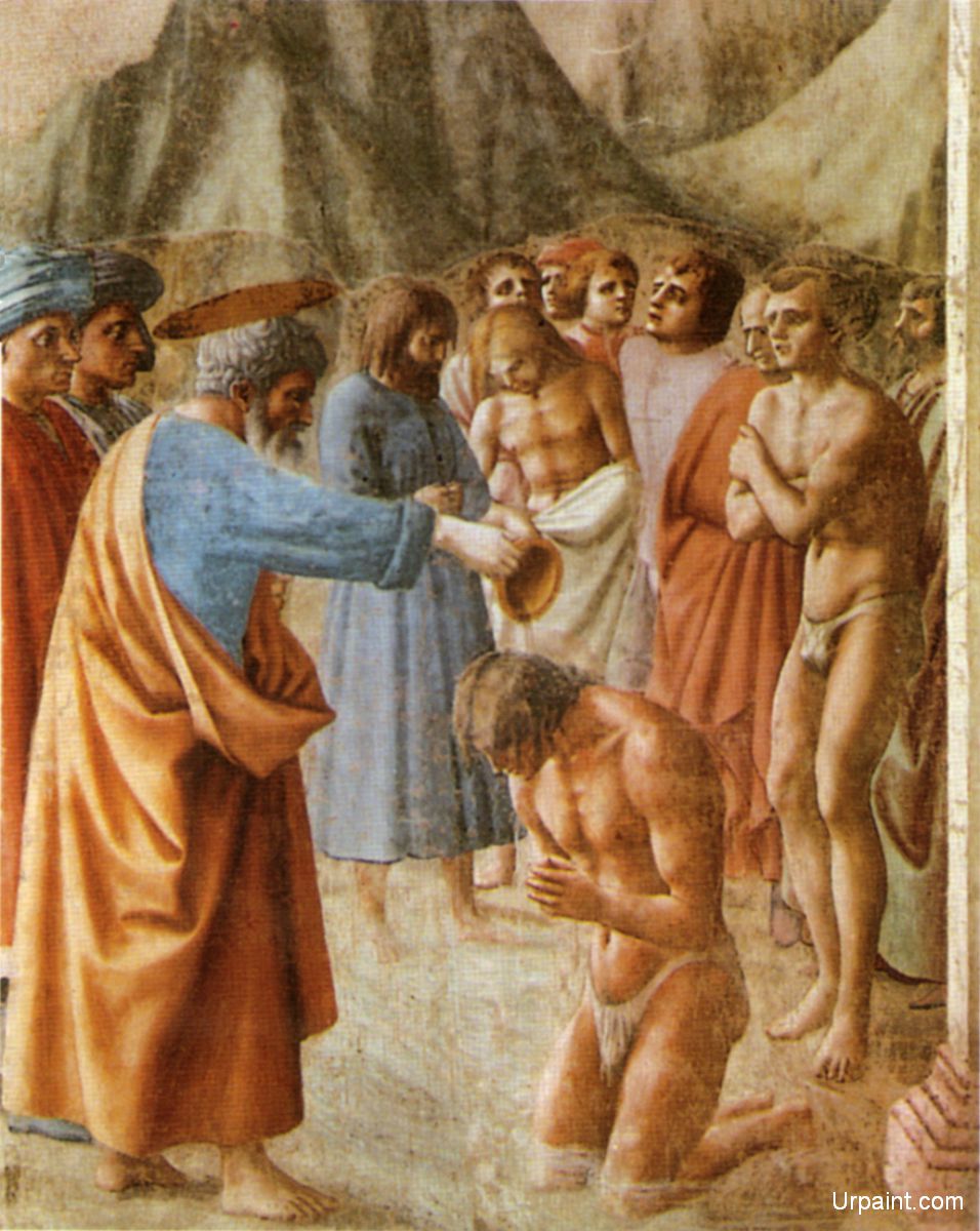 956x1200 Baptism Of The Neophytes Masaccio Early Renaissance - Baptism Painting