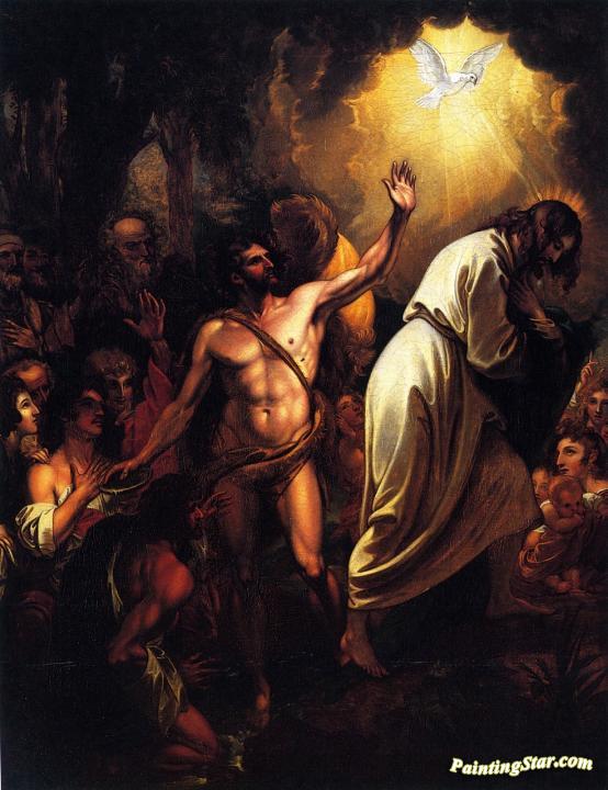 554x720 The Baptism Of Our Saviour Artwork By Benjamin West Oil Painting - Baptism Painting