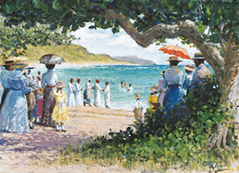 480x347 Baptism Fine Art Print By Leo Carty - Baptism Painting