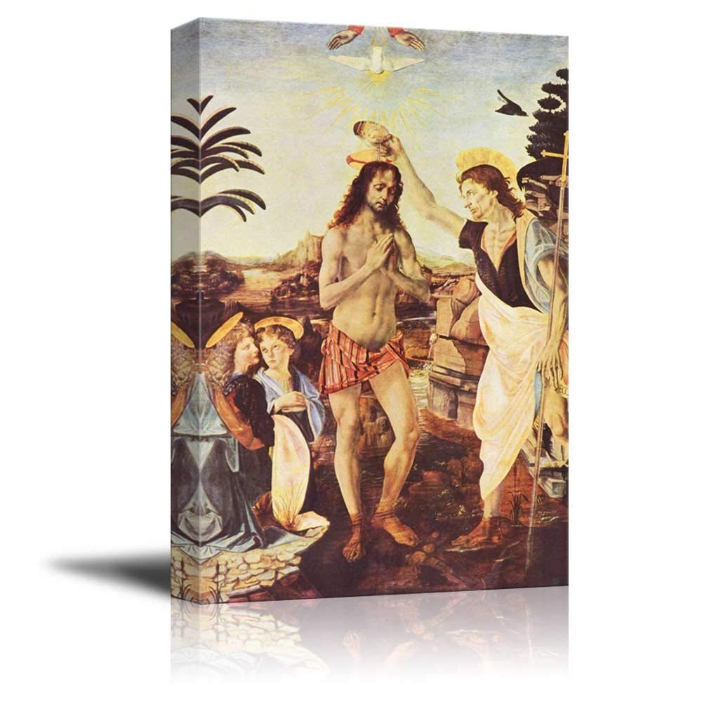 1000x1000 The Baptism Of Christ By Leonardo Da Vinci Print Famous Oil - Baptism Painting