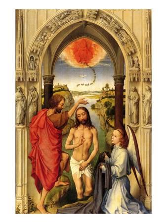 338x450 Baptism Of Christ Art Print By Rogier Van Der Weyden - Baptism Painting