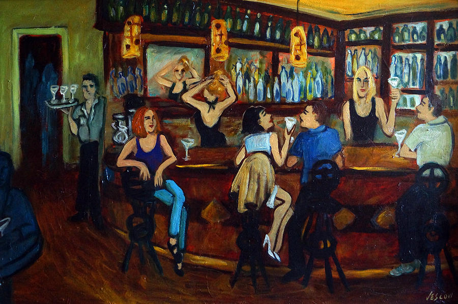 900x598 Da Da Painting By Valerie Vescovi - Bar Scene Painting