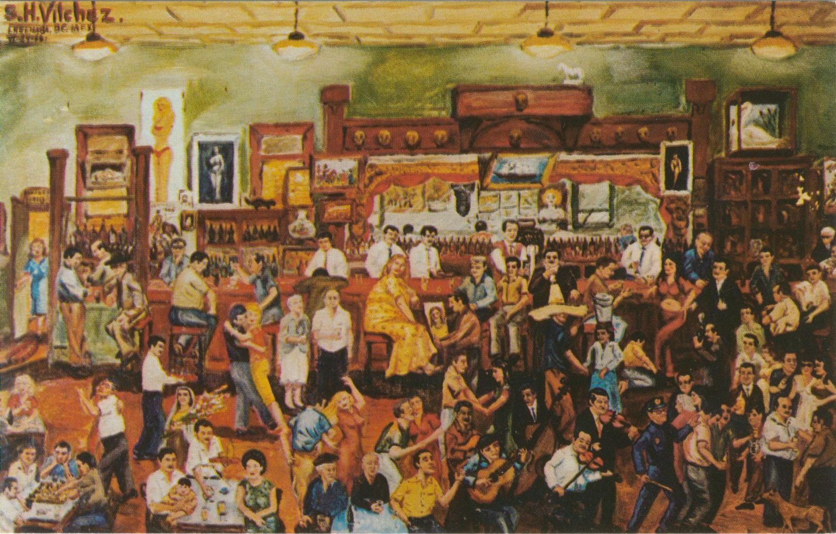 1654x1056 Postcard Hussong Bar Painting Spitball Army - Bar Scene Painting