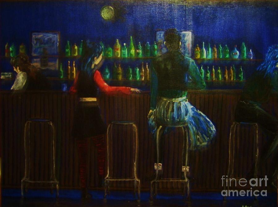 900x670 The Local Bar Painting By Reb Frost - Bar Scene Painting