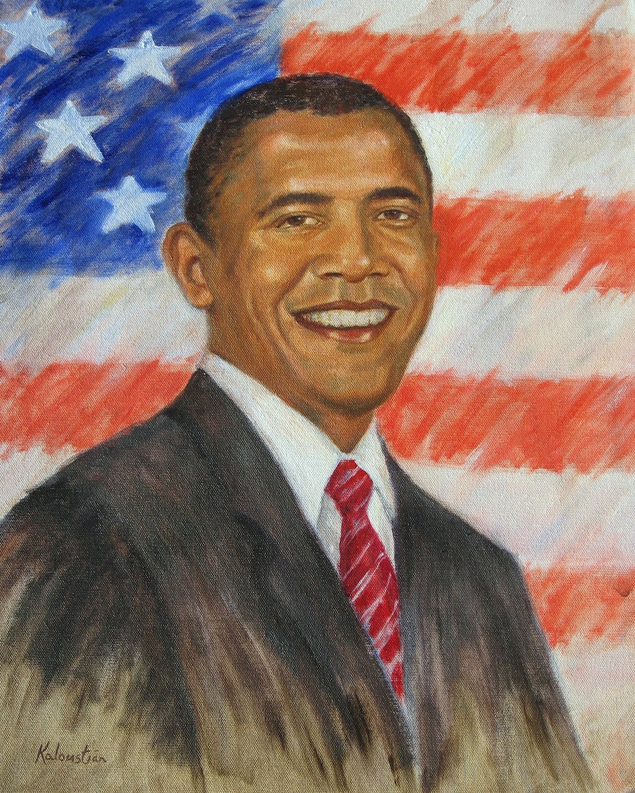 1281x1600 Rosanne Kaloustian Art Barack Obama Portrait - Barack Obama Oil Painting