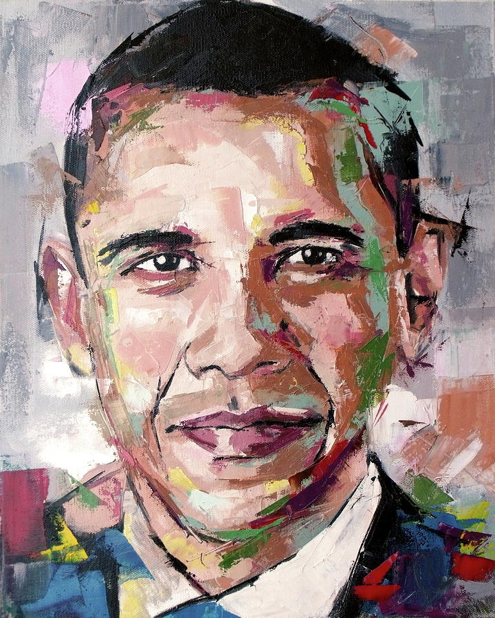 720x900 Barack Obama Painting By Richard Day - Barack Obama Painting