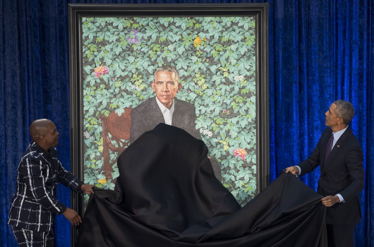 1200x795 Barack Obama Unveils Presidential Portrait Painted By Kehinde - Barack Obama Painting